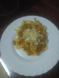 Una foto de Pasta con aprovechamiento gratinada al microondas