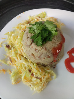 A picture of Mashed potatoes and mbaazi. (mukimo).