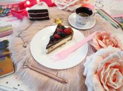 Una foto di squacquerone cheesecake