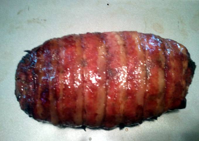 Grilled bacon wrapped meatloaf