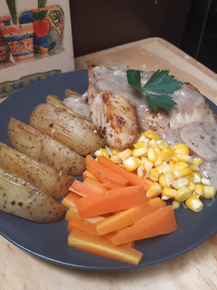 Foto resep FISH STEAK (gindara) with mushroom sauce and potato wedges