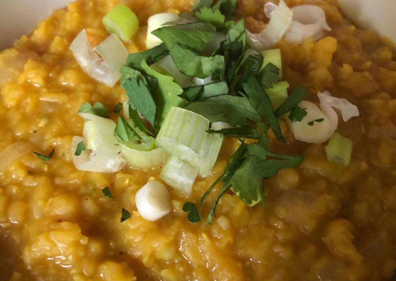 Red lentil dal (vegan if you sub the ghee π)