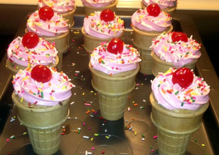 Steps to Prepare Ultimate Too Cute Ice Cream Cone Cupcakes