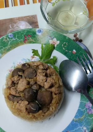 Foto resep Nasi Tim Ayam Jamur (Step by Step)