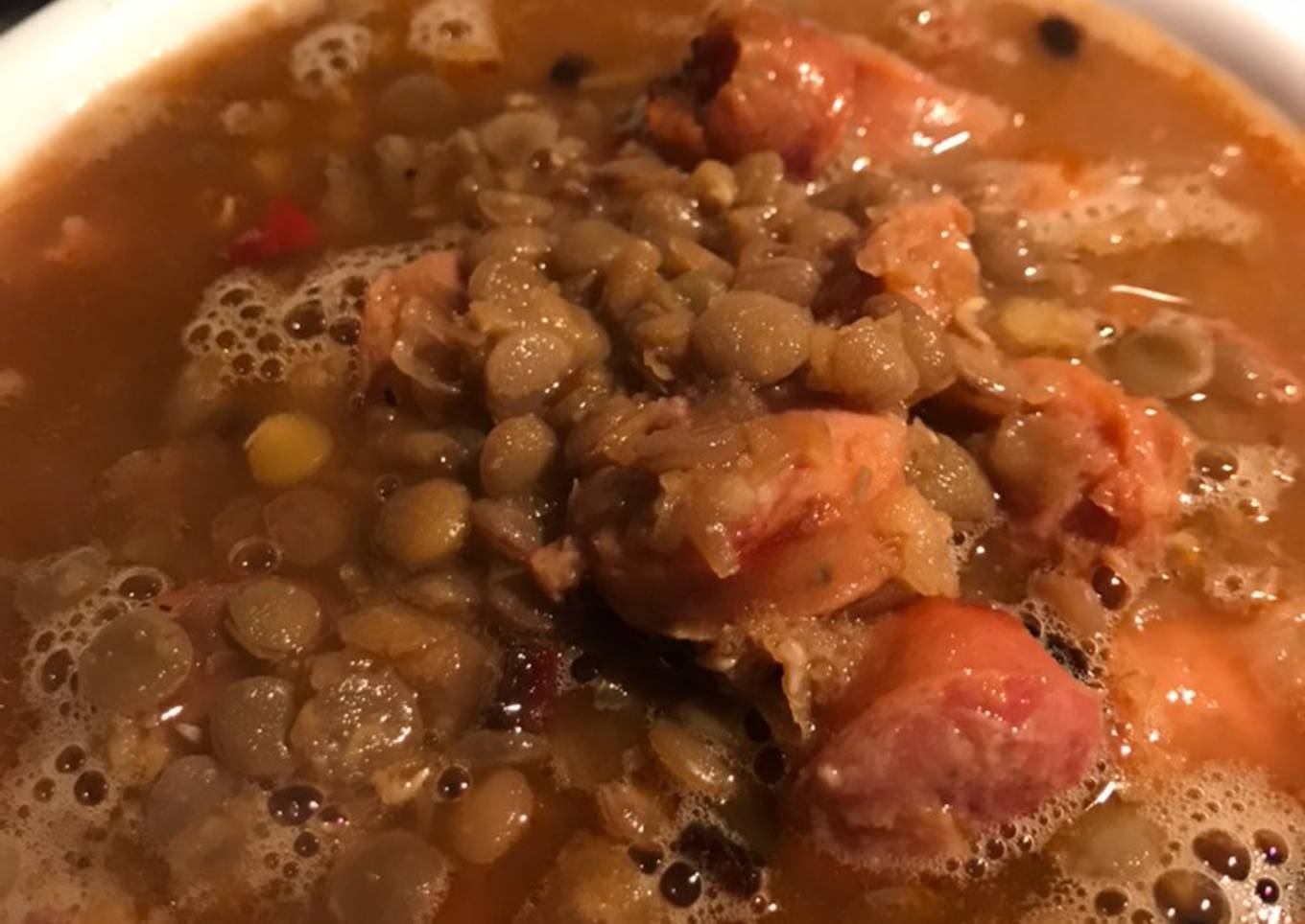 Sopa de lentejas con chorizo