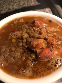 Una foto de Sopa de lentejas con chorizo