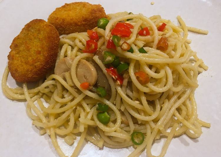 Spaghetti Jamur Telor Asin