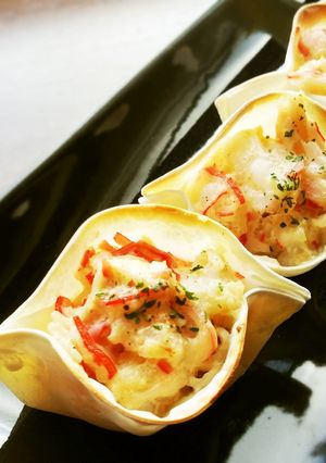 A picture of Shrimp and Imitation Crab Baked Gyoza Cups – Perfect for Entertaining.