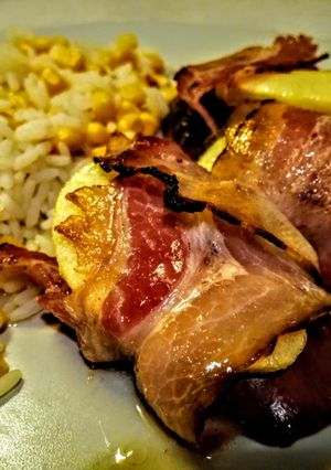 Gyors almás-szalonnás sült csirkemáj recept fotója