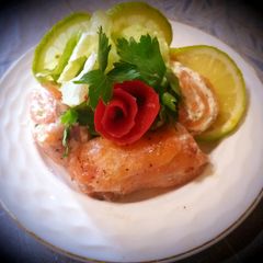 A picture of Salmon roll with white cheese and aromatic herbs😜😜👍👍.