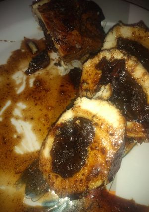 Una foto de Pechugas de pollo agridulces rellenas