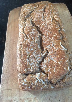 Una foto de Budín de coco y banana