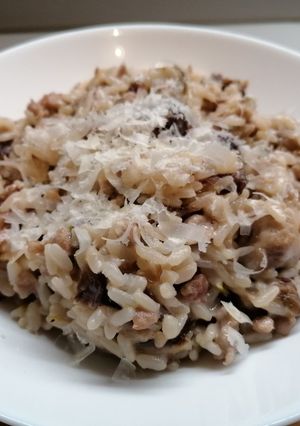 Foto di Risotto Radicchio, Salsiccia e crema di Zola