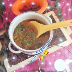 A picture of Onion tomato Rasam yummy recipe.