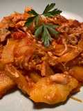 Pollo deshilachado (pulled chicken) con patatas