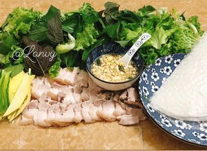 Hình của món Bánh tráng cuốn thịt heo.