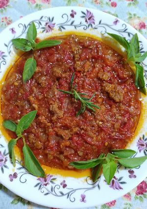 عکسی از دستور دو پیازه گوشت چرخ کرده با گوجه🥩