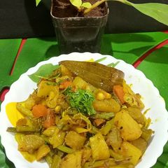 A picture of Panch Mishali Torkari (Sabji) Bengali Style.