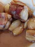 Bacon-Wrapped Monkfish with Shallots and Pear Nectar