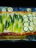 Asparagus-zucchini puff pastry pie