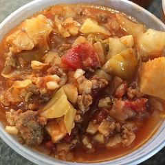 A picture of NSNG crockpot unstuffed cabbage rolls (pigs in the blanket).