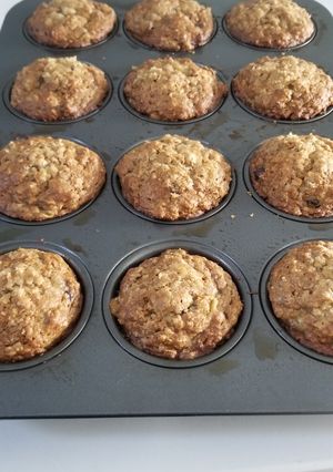 A picture of Banana Chocolate Chip Oatmeal Muffins.