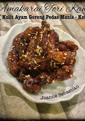 Foto resep Amakarai Tori Kawa (Kulit Ayam Pedas Manis) -Keto