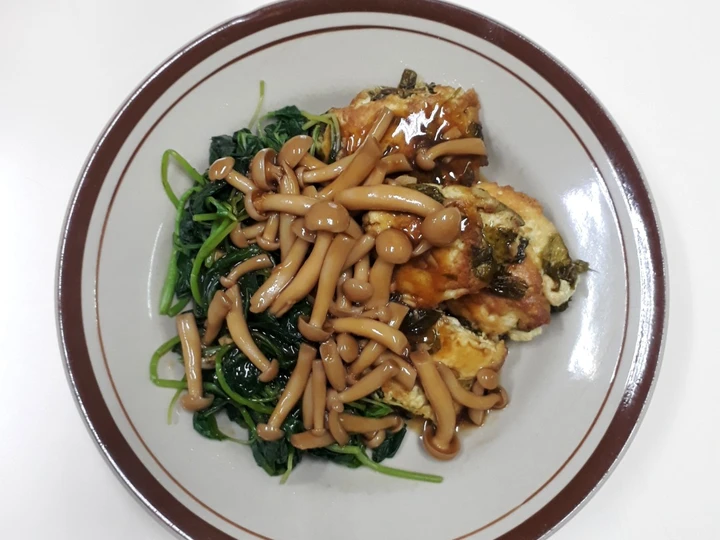 Langkah Gampang Membuat Resep Perkedel tahu bayam saus shimeji yang Menggugah Selera Anti Ribet, Uenak Banget