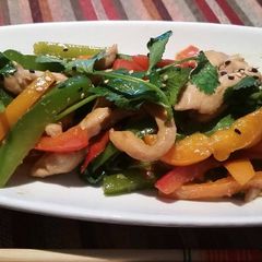 Stir fry Peppers with Marinated Chicken Slices A picture of Stir fry Peppers with Marinated Chicken Slices.
