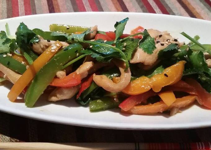 Stir fry Peppers with Marinated Chicken Slices