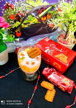 A picture of Candi fruit custard.
