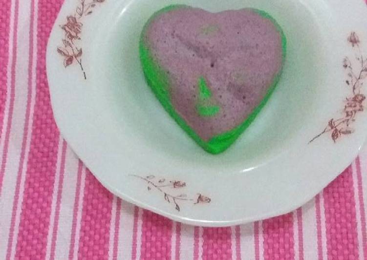 Resep Bolu kukus love hijau ungu💚💜 yang simpel