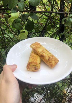 Hình của món Bánh mì nướng cuộn chuối.