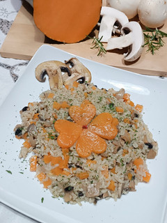 Foto di Risotto con funghi e zucca