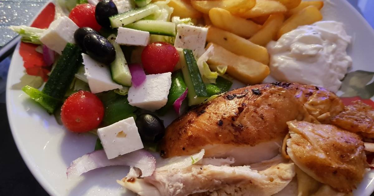 My Salt & Pepper fresh Chicken, Salad and homemade chips Recipe by