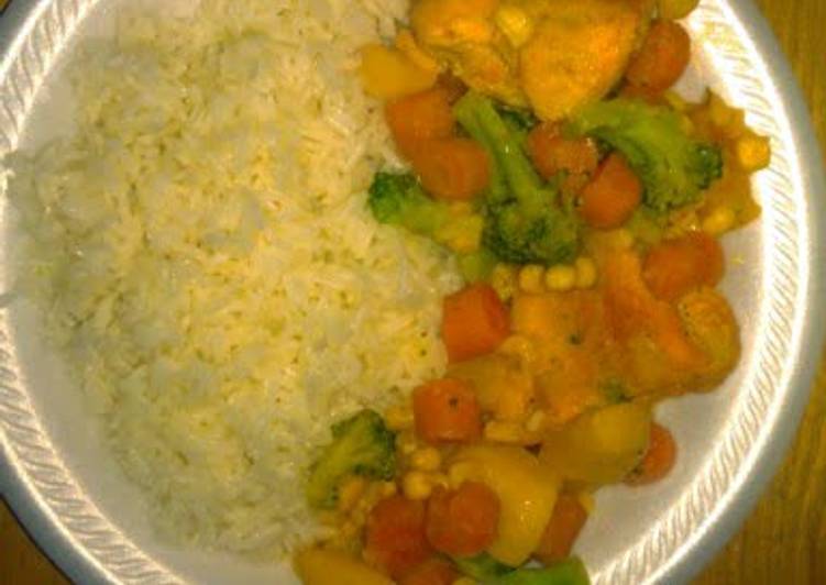 Easiest Way to Make Speedy Vegetable Chicken with White Rice