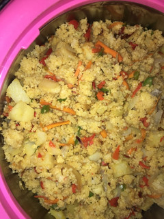 A picture of Stir fried cous-cous🍚🍛🍲.