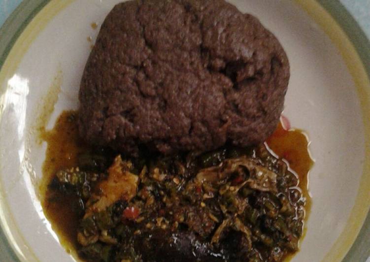 Recipe of Quick Okro with black amala