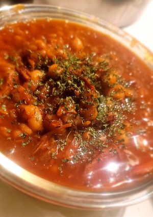 A picture of Ky Country Hambone BBQ Beans (stovetop bbq baked beans).