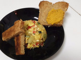 Revuelto de patatas, calabacin y pimiento rojo