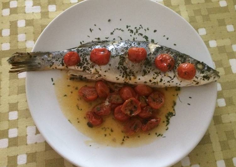 Easiest Way to Make Perfect Sea Bass with cherry tomatoes al cartoccio