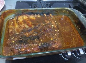 Una foto de Costillas de cerdo en salsa de bbq