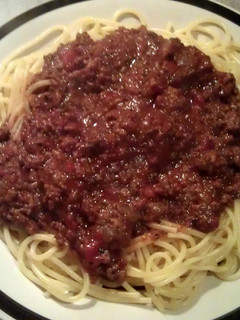 A picture of spaghetti bolognese.