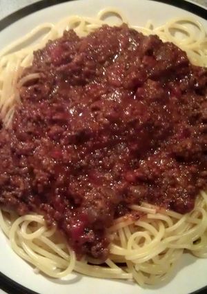 A picture of spaghetti bolognese.