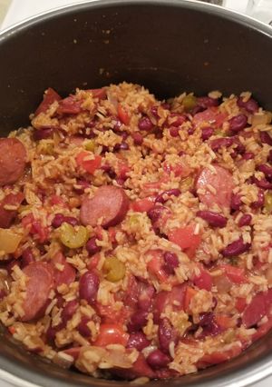 A picture of Super Easy Red Beans and Rice with Sausage.