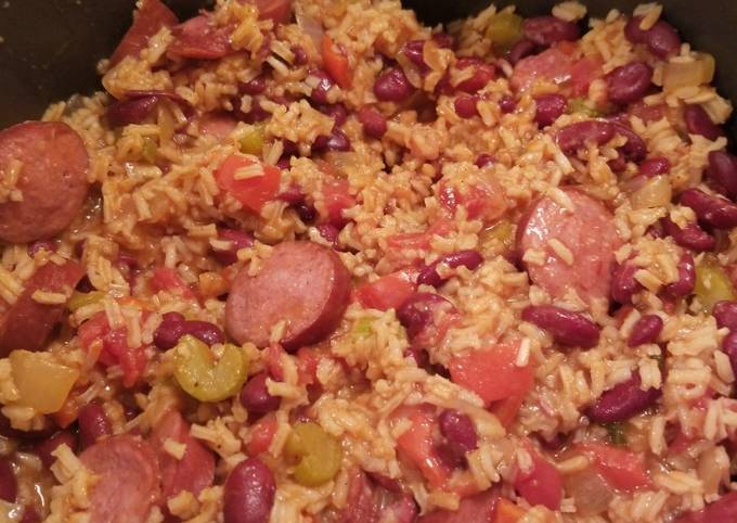 Super Easy Red Beans and Rice with Sausage