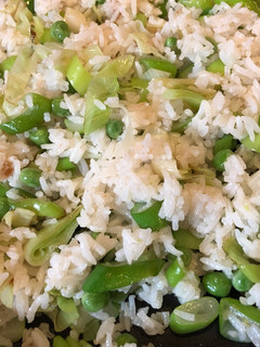 Una foto de Arroz con puerro