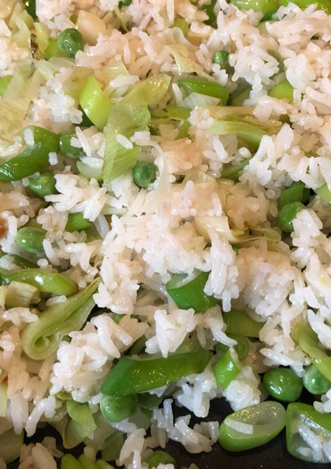 Una foto de Arroz con puerro