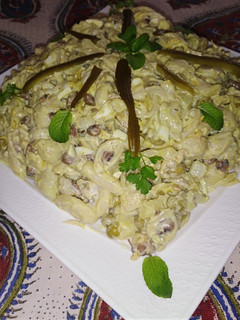 عکسی از دستور سالاد ماکارونی با سینه مرغ