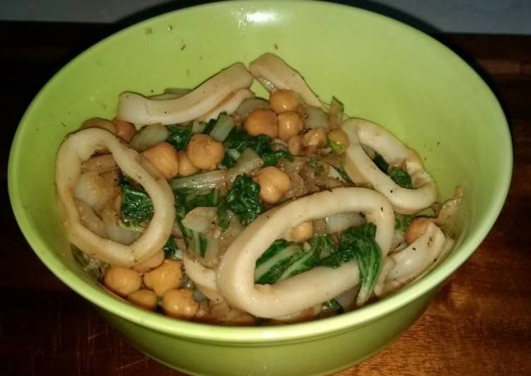 Simple Way to Make Favorite Calamari & Chick Pea Stir Fry